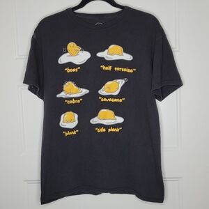Sanrio Gudetama "The Lazy Egg" yoga poses t-shirt  size M